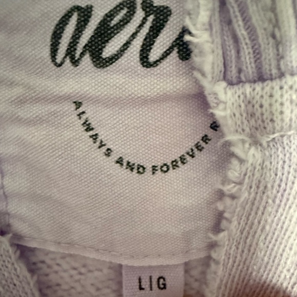 Aerie Hey Crochet Lavender Sweatshirt with Lace Detail - Picture 3 of 9